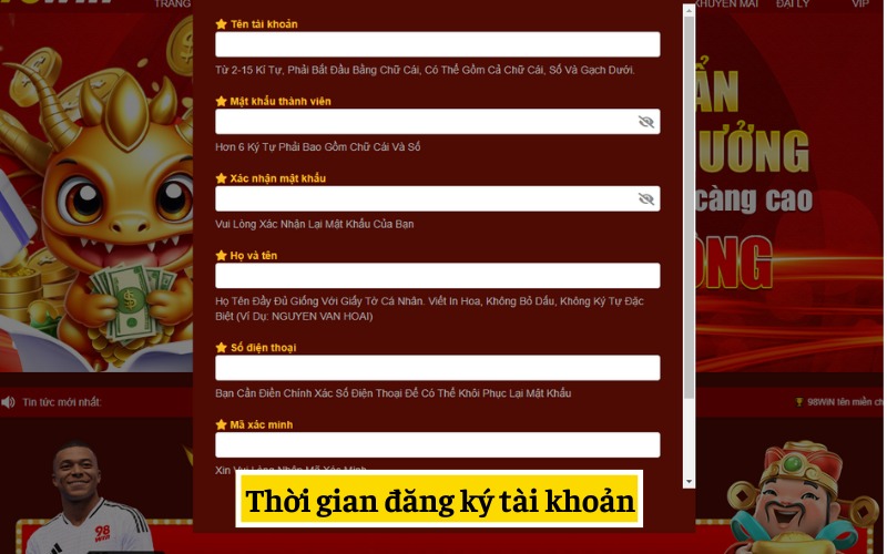 Câu hỏi thường gặp 98win về đăng ký